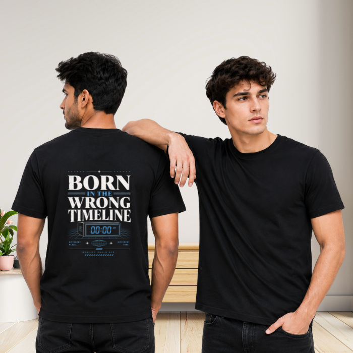 Born In The Wrong Timeline Premium Graphic T-Shirt- Premium Cotton Oversized Tee