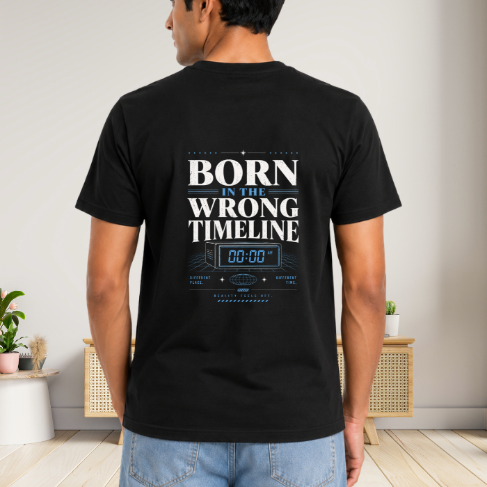 Born In The Wrong Timeline Premium Graphic T-Shirt- Premium Cotton Oversized Tee