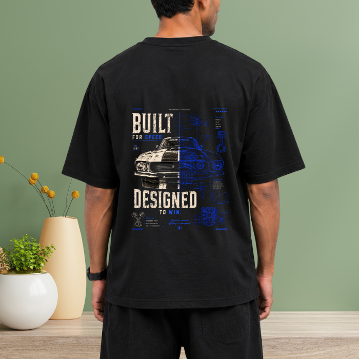 Built For Speed Designed  Graphic T-Shirt -Premium Cotton Oversized Tee