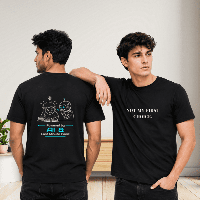 Powered By AI & Last Minute Panic Graphic T-Shirt – Premium cotton